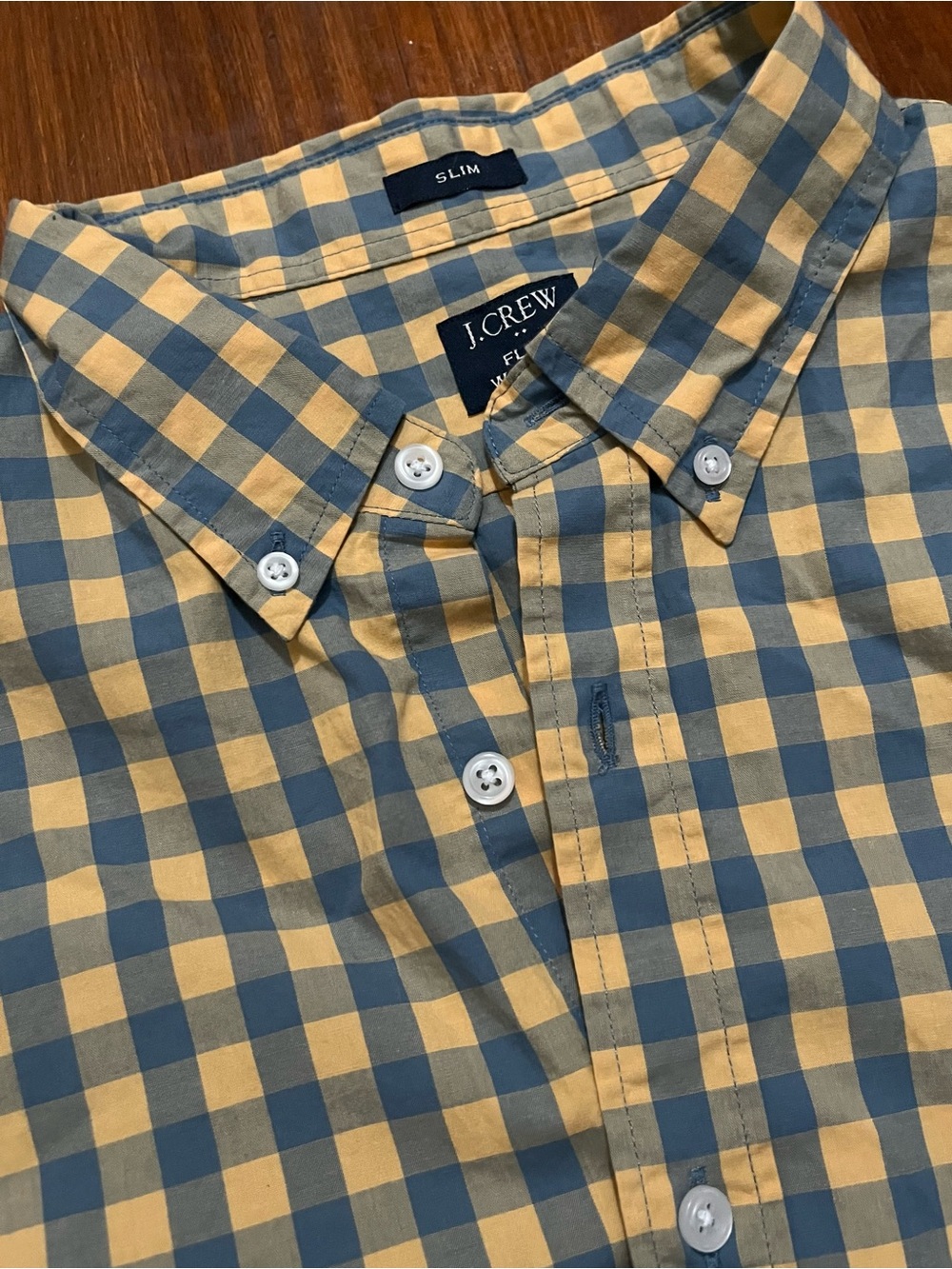 J. Crew Slim Button-Down Gingham Shirt in Yellow and Blue